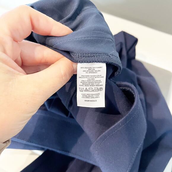 LOFT Ponte High Rise Wide Leg Trouser Pants Navy Blue Large - Picture 6 of 12